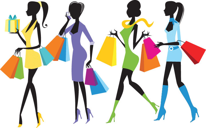 free vector Fashion Shopping Girls Illustration